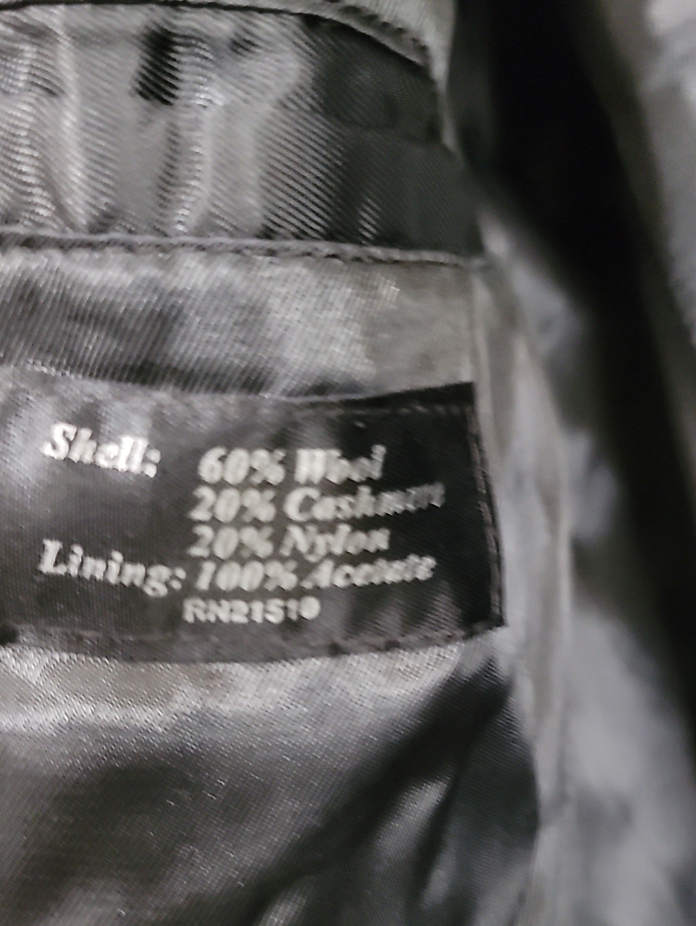 Bradley Jons Men's Black Single-Breasted Overcoat Cashreme Wool Blend Size 42 - Picture 10 of 10